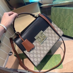 Túi Gucci Padlock GG Supreme Top Handle Bag Nâu Đen